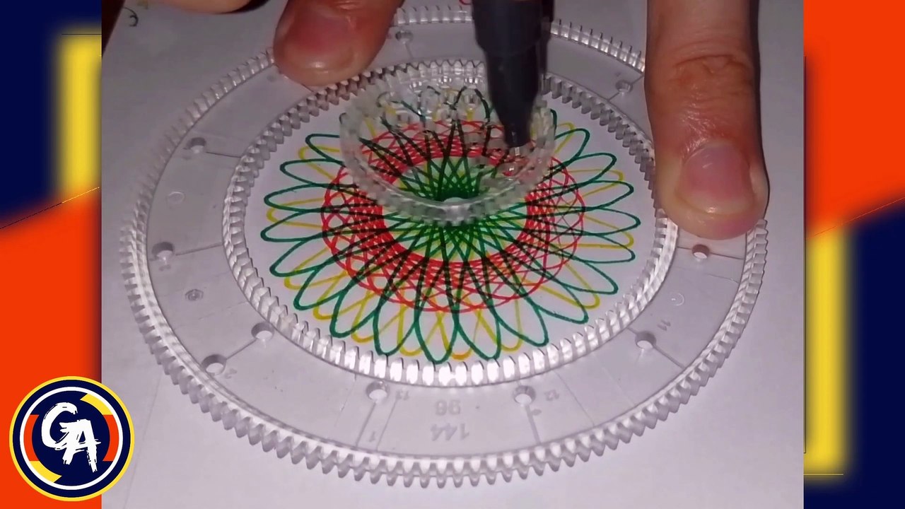 DIBUJANDO un interesante hipotrocoide con un espirógrafo en algunos segundos. (VIDEO 24). DRAWING an interesting hypotrochoid with a spirograph in a few seconds. (VIDEO 24).