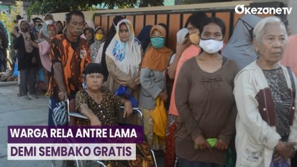 Ratusan Warga Cilacap Rela Antre Lama Demi Dapatkan Sembako Gratis