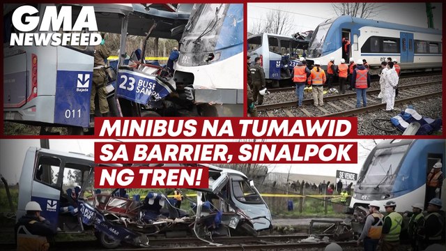 Minibus na tumawid sa barrier, sinalpok ng tren! | GMA News Feed