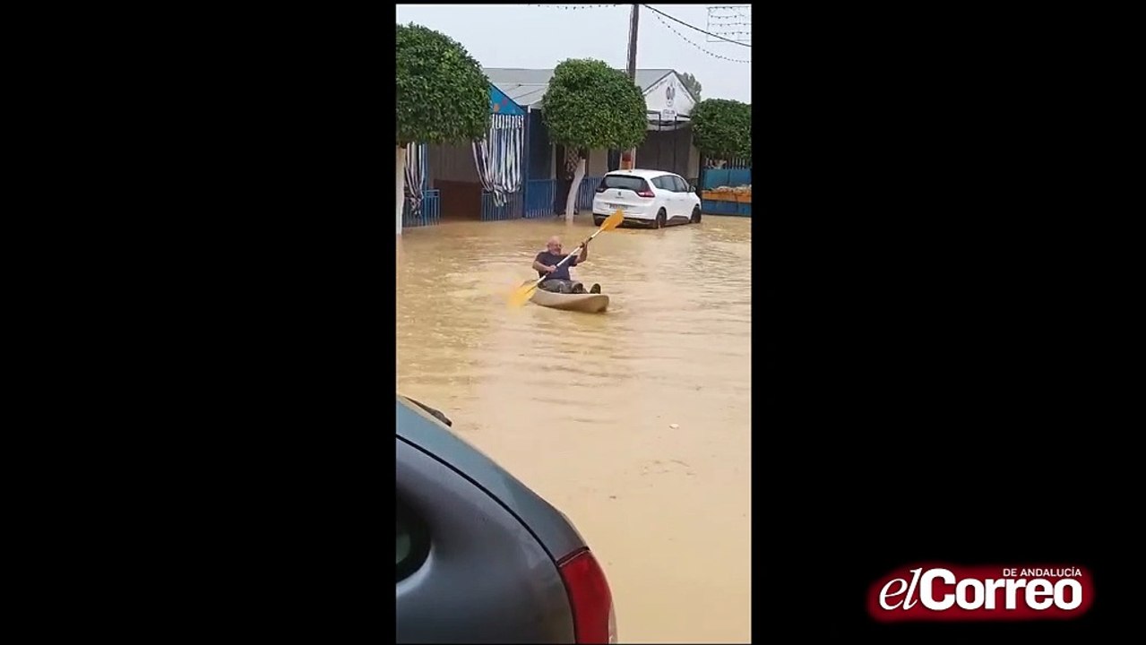 Inundación del recinto ferial de Guillena por las lluvias