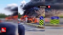 Büyükçekmece'de yanan İETT otobüsü kullanılamaz hale geldi