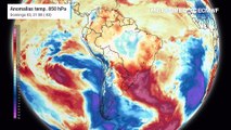 Anomalia de temperatura em 850 hPa: massas de ar