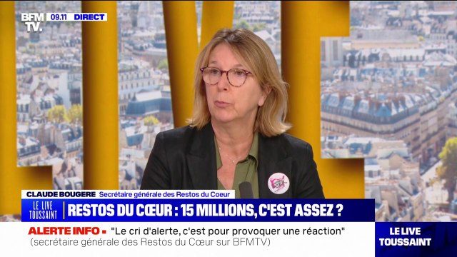 Restos du cœur: C'est un crève-cœur de restreindre le nombre de bénéficiaires et le nombre de repas, pour Claude Bougère (secrétaire générale des Restos du cœur)