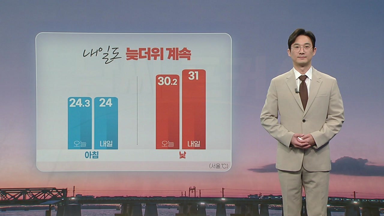 [날씨] 내일도 늦더위 계속...대체로 구름 많아 / YTN