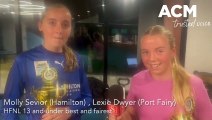 Molly Sevior and Lexie Dwyer - HFNL 13 and under best and fairest winners