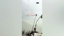 Ankara'da savaş uçağı parçasının otoparka düşme anı saniye saniye kamerada