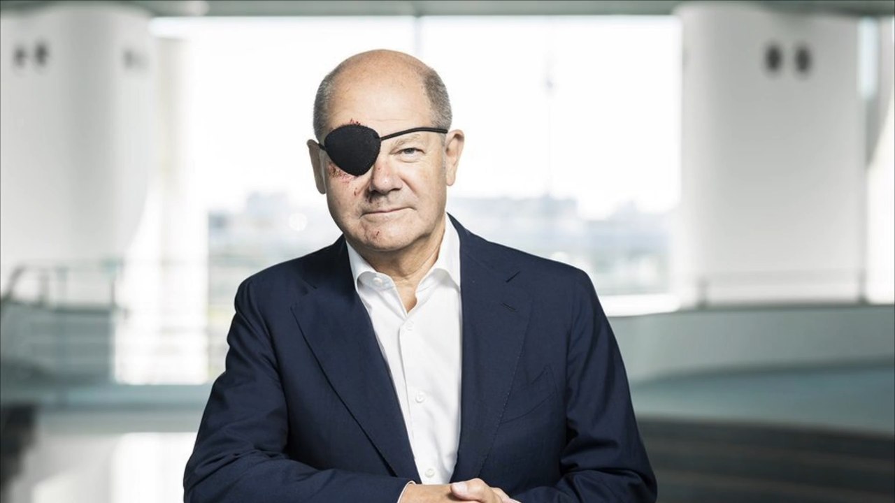 Scholz zeigt sich nach Sportunfall mit Augenklappe