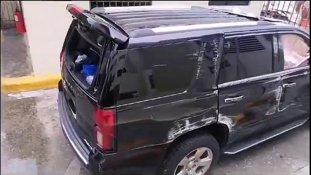 Estado en que quedó la jeepeta del senador Yván Lorenzo tras accidente