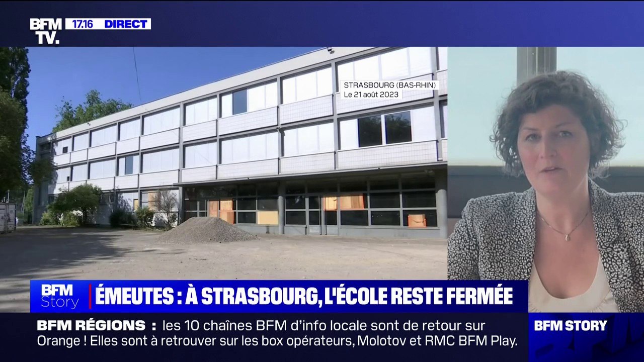 École incendiée pendant les émeutes à Strasbour...