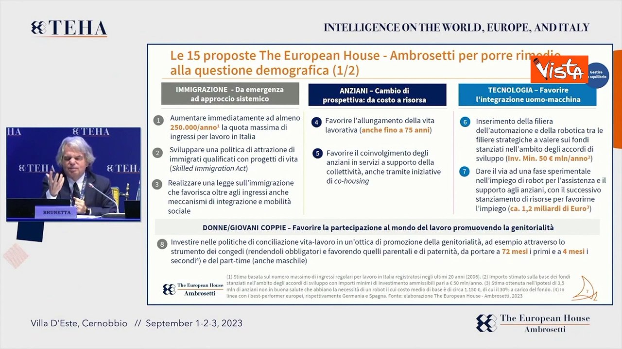 Brunetta: "Sogno 5 milioni di lavoratori regolari in pi?, e che siano soprattutto donne"