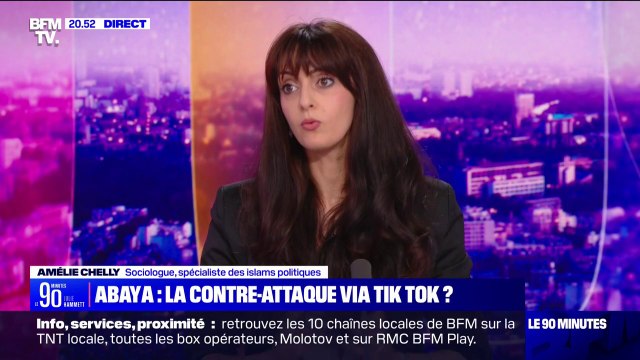 Abaya: Sur TikTok, un nombre écrasant d'influenceurs sont le relai - sans le savoir - d'idéologies qui sont dans l'offense à la question de la laïcité , pour Amélie Chelly (spécialiste des islams politiques)