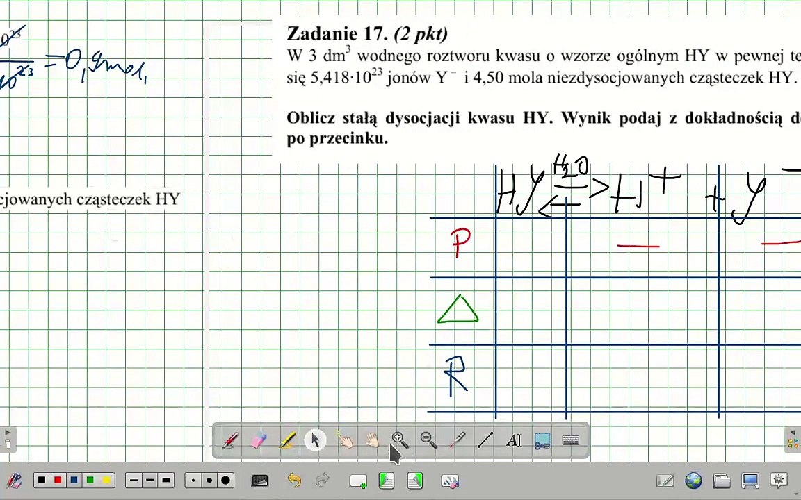 ZADANIE 17 CKE 2012 CZERWIEC STAŁA DYSOCJACJI
