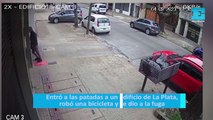 Entró a las patadas a un edificio de La Plata, robó una bicicleta y se dio a la fuga