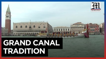 Venice's historical regatta features gondola and boat parade