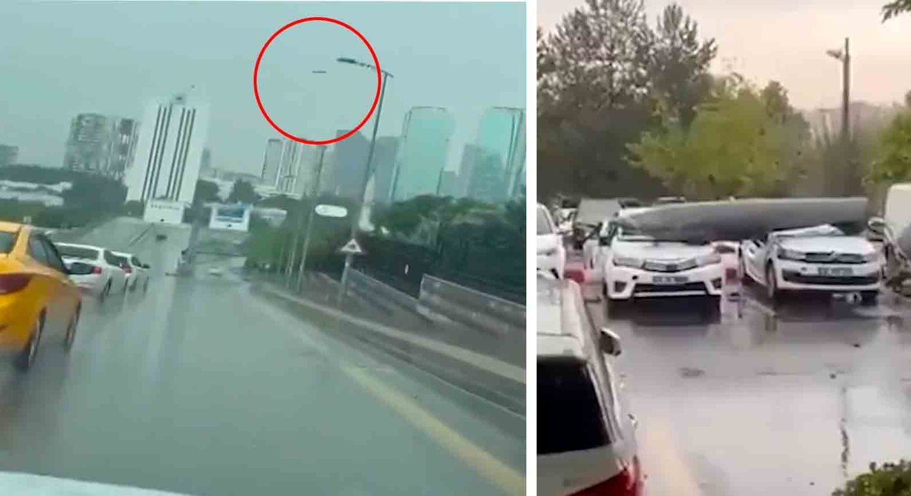 Parte de um caça F-4 cai sobre carros em um estacionamento na Turquia