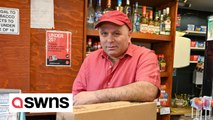 Hero shopkeeper fights off knife-wielding robber - with cardboard box