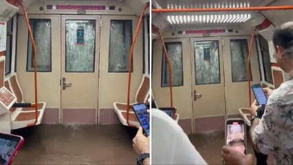 Madrid metrosunda vagonların içi suyla doldu, o anlar kayda alındı