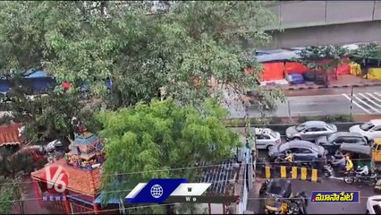 Massive Traffic Jam At Moosapet _ Hyderabad Rains _ V6 News (6)