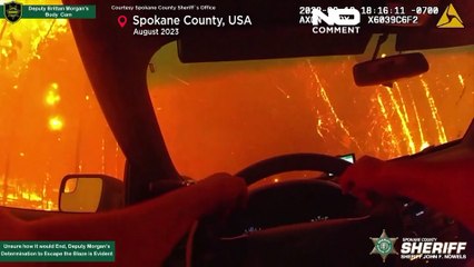 Spektakuläre Aufnahmen: Polizist flieht vor lodernden Flammen im Spokane County