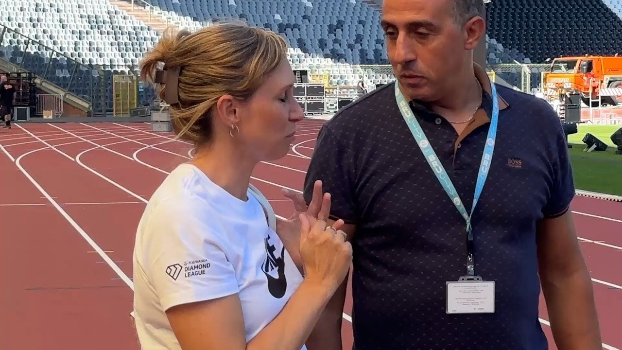 Kim Gevaert avant l'inauguration de la nouvelle piste d'athlétisme du Stade Roi Baudoin