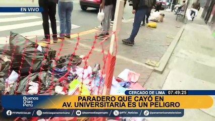 Av. Universitaria: colapsa paradero cerca a universidad San Marcos y casi queda en medio de la vía
