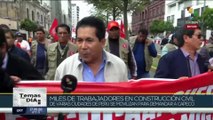 Trabajadores peruanos se manifiestan para exigir un aumento salarial