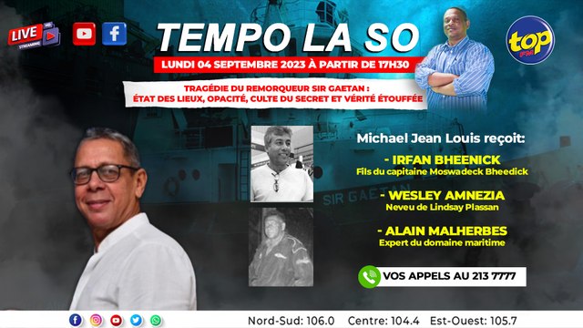 Tempo la so :Michael Jean Louis reçoit Irfan Bheenick, fils du capitaine Moswadeck Bheedick.