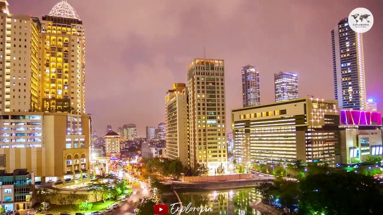 Jakarta, Indonesia  in 4K ULTRA HD 60FPS at night by Drone