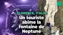 À Florence en Italie, un touriste casse la fontaine de Neptune en montant dessus pour une photo