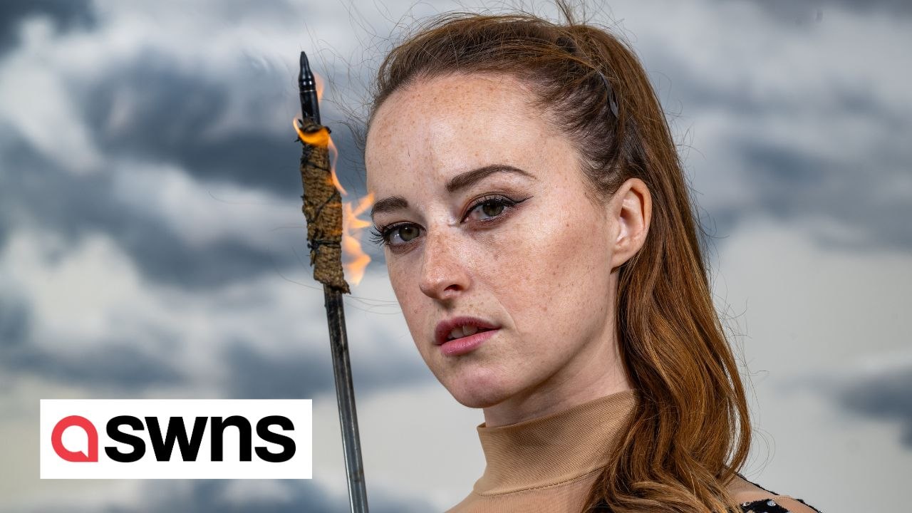 Globe-trotting archer sets the stage ablaze, shooting flaming arrows with her feet