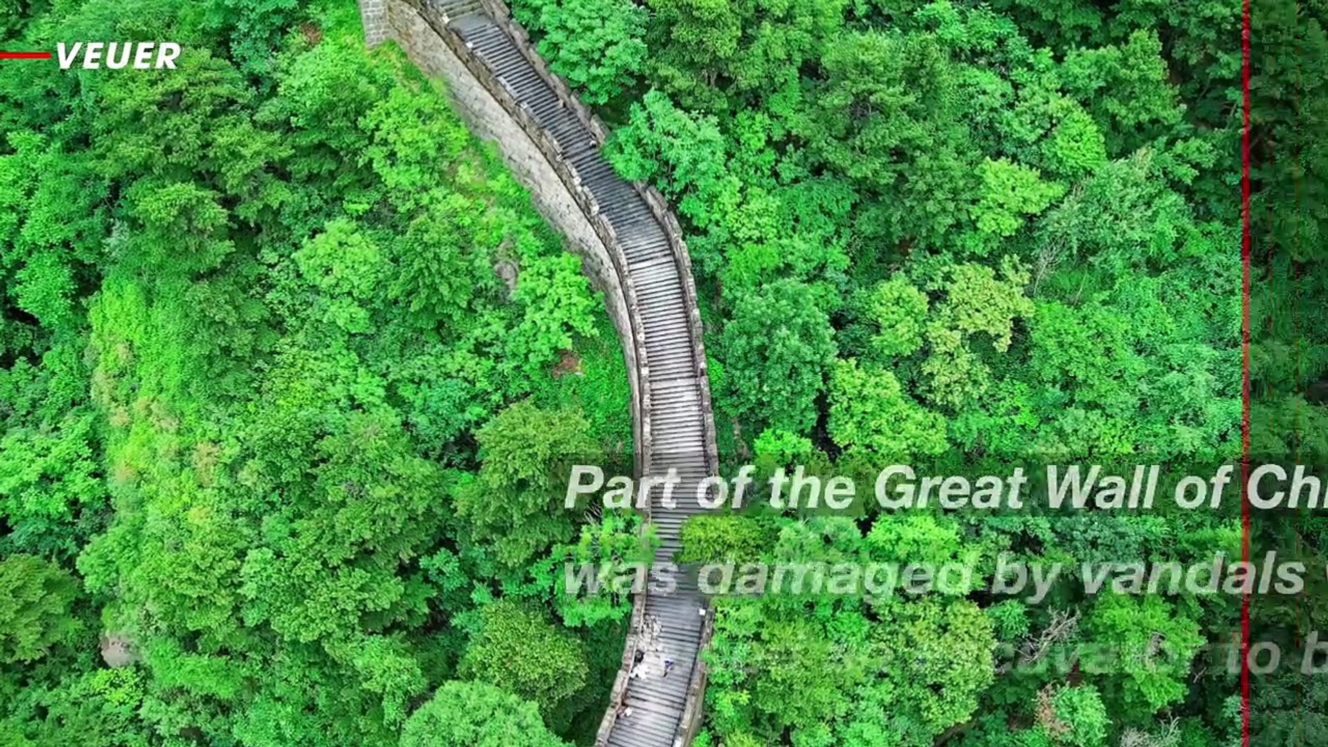 Great Wall of China damaged by workers with an excavator