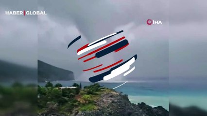 Yunanistan’ın Eğriboz Adası’nda dev su hortumu çıktı