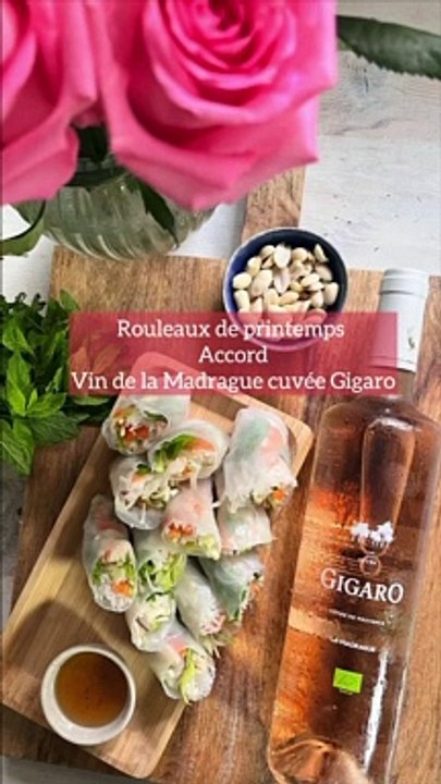 Accord rosé et provence et rouleaux de printemps