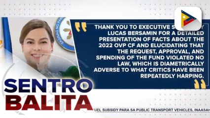 VP Duterte, nagpasalamat sa suporta ng administrasyon matapos punahin ang OVP 2022 confidential fund