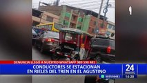 El Agustino: conductores invaden rieles del tren producto al intenso tráfico