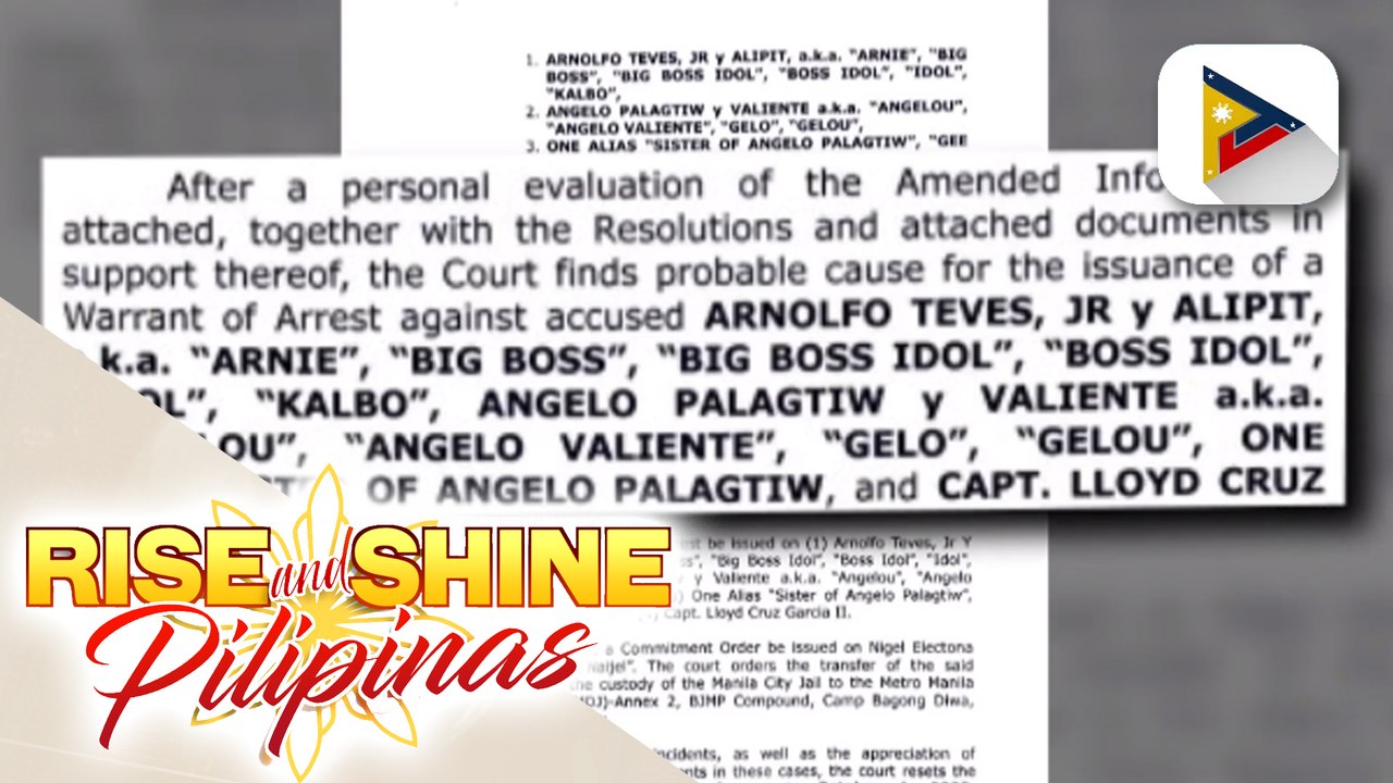 Former Negros Oriental Rep. Arnie Teves, Jr., pinaaaresto ng Manila RTC