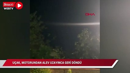 Download Video: Trabzon- Cidde seferi için havalanan uçak, motorundan alev uzayınca geri döndü; o anlar kamerada