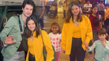 Sunny Leone and Daniel Spotted at Airport with Their Kids