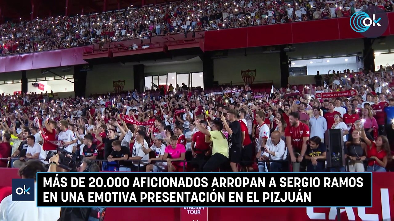 Más de 20.000 aficionados arropan a Sergio Ramos en una emotiva presentación en el Pizjuán