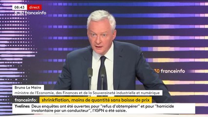 "Shrinklfation" : Bruno Le maire veut une "disposition" qui force "les industriels à faire figurer de manière très visible la réduction de contenu"