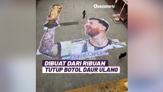 Keren! Pelajar di Argentina Bikin Mural Raksasa Lionel Messi dari Ribuan Tutup Botol Daur Ulang