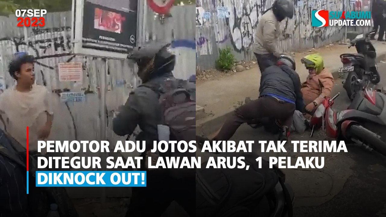 Pemotor Adu Jotos Akibat Tak Terima Ditegur Saat Lawan Arus, 1 Pelaku Diknock Out!