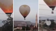 Nevşehir'de sıcak hava balonu minarenin alemine çarptı! O anlar kamerada