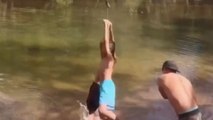 Kids trying to go double entry on a rope swing fail hilariously *Funny Fail*