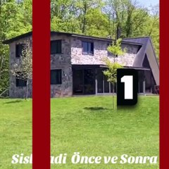 Bungalov bölgesinin sel felaketinden önceki ve sonraki hali