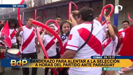 Comas: Se realiza Banderazo para alentar a la Bicolor a horas de enfrentar a Paraguay