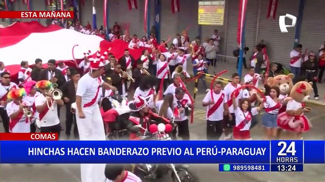 Banderazo en Comas: Hinchas de la bicolor ya viven la previa del Perú - Paraguay