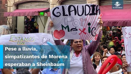 Simpatizantes de Sheinbaum se reúnen en restaurante "El Mayor" para entrega del bastón