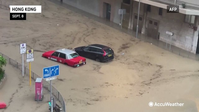 Highest hourly rainfall rate in Hong Kong history causes massive flooding