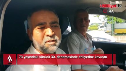 73 yaşındaki sürücü 30. denemesinde ehliyetine kavuştu